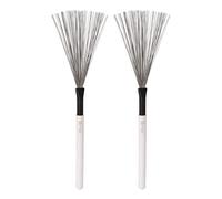1 Pair Metal Steel Wire Strands Drum Brushes, Wooden Handle Percussion Tool Instrument Accessory Set Kit for Cajon Jazz Acoustic Drummer Playing Music Lover(White)
