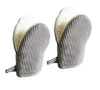 1 Pair Mini Oven Mitts,High Heat Resistant Oven Gloves,Kitchen Short Oven Mit with Hanging Loop for BBQ, Baking, Cooking and Grilling, (Gray)
