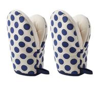 1 Pair Mini Oven Mitts,High Heat Resistant Oven Gloves,Kitchen Short Oven Mit with Hanging Loop for BBQ, Baking, Cooking and Grilling, (dotblue)