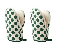 1 Pair Mini Oven Mitts,High Heat Resistant Oven Gloves,Kitchen Short Oven Mit with Hanging Loop for BBQ, Baking, Cooking and Grilling, (dotGreen)