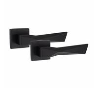 1 Pair Modern Aura Design Matt Black Premium Internal Door Handles Square Rose - Golden Grace