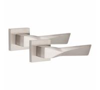 1 Pair Modern Aura Design Satin Nickel Premium Internal Door Handles Square Rose - Golden Grace