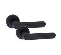 1 Pair Modern Lima Design Matt Black Premium Internal Door Handles Round Rose - Golden Grace
