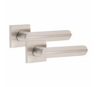 1 Pair Modern Lima Design Satin Nickel Premium Internal Door Handles Square Rose - Golden Grace