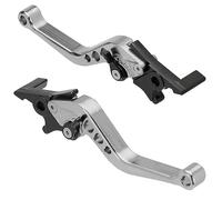 1 Pair Motorcycle Break Clutch Levers Adjustable 7/8" Motorbike Brake Clutch Handle Lever 22mm Handlebar CNC Aluminum Clutch Double Disc Brake Lever Motor Scooter Silver Clutch Brake Levers(Silver)