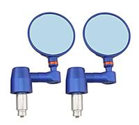 1 Pair Motorcycle Rear View Mirrors Round 7/8" Handle Bar End Foldable Motorbike Side Mirror For Suzuki(Blu)