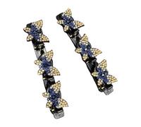 1 Pair Multipurpose Resin Hair Clips for Bangs and Updos Rhinestone Decorated Double Layer Slip Resistant Design Hair Clips