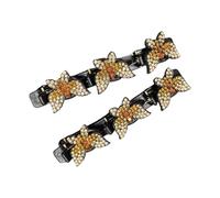 1 Pair Multipurpose Resin Hair Clips for Bangs and Updos Rhinestone Decorated Double Layer Slip Resistant Design Hair Clips