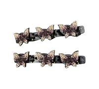 1 Pair Multipurpose Resin Hair Clips for Bangs and Updos Rhinestone Decorated Double Layer Slip Resistant Design Hair Clips