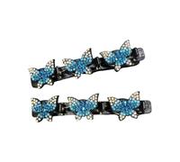1 Pair Multipurpose Resin Hair Clips for Bangs and Updos Rhinestone Decorated Double Layer Slip Resistant Design Hair Clips