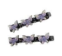 1 Pair Multipurpose Resin Hair Clips for Bangs and Updos Rhinestone Decorated Double Layer Slip Resistant Design Hair Clips