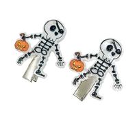 1 Pair Nonslip Halloween Hairpin With Skull Pumpkin Skeleton Charm Lightweight Acrylic Hair Grip For Party Costumes Party Hair Clip For Adults