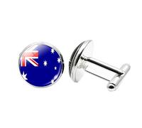 1 Pair Novelty Flag Cufflinks for Men Australian Flag Cufflink Airplane Cufflinks Birthday Anniversary Wedding Jewellery Business Gift with Jewellery Box