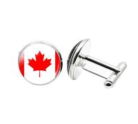 1 Pair Novelty Flag Cufflinks for Men Canadian flag Cufflink Airplane Cufflinks Birthday Anniversary Wedding Jewellery Business Gift with Jewellery Box