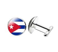 1 Pair Novelty Flag Cufflinks for Men Cuban Flag Cufflink Airplane Cufflinks Birthday Anniversary Wedding Jewellery Business Gift with Jewellery Box