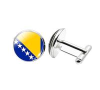 1 Pair Novelty Flag Cufflinks for Men Flag of Bosnia and Herzegovina Cufflink Airplane Cufflinks Birthday Anniversary Wedding Jewellery Business Gift with Jewellery Box