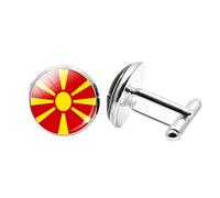 1 Pair Novelty Flag Cufflinks for Men Macedonian flag Cufflink Airplane Cufflinks Birthday Anniversary Wedding Jewellery Business Gift with Jewellery Box
