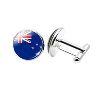 1 Pair Novelty Flag Cufflinks for Men New Zealand flag Cufflink Airplane Cufflinks Birthday Anniversary Wedding Jewellery Business Gift with Jewellery Box