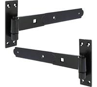 1 Pair of Black Hook & Band Hinges, 16" Heavy Duty Straight Gate Hinges