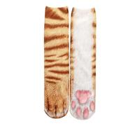 1 Pair of Cat Paw Socks - 3D Cartoon Animal Foot Design, Winter Warmth, Personalized Sleep Socks, Creative Gifts for Men and Women