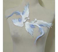 1 Pair of Chinese-Style Phoenix Embroidery Clothing Decorative Embroidered Cloth hot-melt Patch Sticker (Blue)