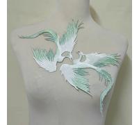 1 Pair of Chinese-Style Phoenix Embroidery Clothing Decorative Embroidered Cloth hot-melt Patch Sticker (Green)