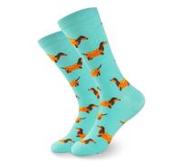 1 Pair of Dachshund Socks, Funny Socks for Men and Women, Dachshund Gift, Funny Design, Cotton Sock, Casual Fashion, Breathable, Funny, Colourful, Unisex, One Size, Green, Brown, 25