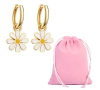1 Pair Of Daisy Earrings, 1 Jewelry Bag, Hoop Earrings, Flower Drop Earrings, Oil Drop Drop Earrings, Girls Jewelry Gift