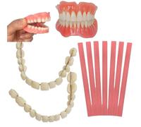 1 Pair of Denture Repair Kit,False Teeth Set,Clip in Veneers Teeth,Soft Denture Reline Kit,Denture Kit for Repair Missing Teeth,Dentures False Teeth Set for Adults,Comes with 7 Red Wax Sheets