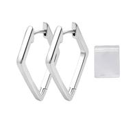 1 Pair of Earrings, 1 Piece Clear Jewelry Bag, Silver Earrings for Women 925, Square Hoop Earrings, Hypoallergenic Earrings, Fashionable Earrings, Geometric Rhombus Earrings for Women