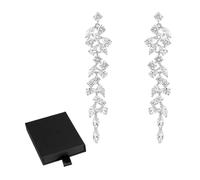1 Pair of Earrings, Diamond Earrings for Women, Earrings for Women, Sparkling Earrings, Rhinestone Tassel Earrings, Wedding Crystal Rhinestone Bridal Drop Earrings (Silver)