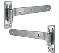 1 Pair of Galvanised Cranked Hook & Band Hinges- 12" Heavy Duty Offset Gate Hinges