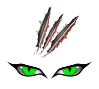 1 Pair Of Green-Eye Car Stickers And 1 Piece Of Scratch Car Stickers, Terrible Monster Car Stickers, Creative And Personalized Car Stickers, Waterproof Car Decorative Car Stickers, And Cars.