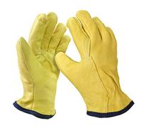 1 Pair of Large Soft Leather Lorry Driver Safety Work Gloves with Fleece Cotton Lining. General Purpose Safety Gloves Ideal for Gardening, Warehouse, Rigger, Etc.