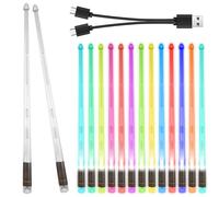 1 Pair of Luminous Drumsticks, 13 Colour Changing PC LED Lights Drumstick with One-Touch Switch, 2 Modes USB Rechargeable LED Drumsticks for Large Night Events Night