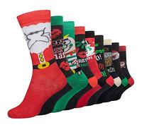 1 Pair of Mens Novelty Xmas Socks Soft Breathable Festive Christmas Stocking Filler Snob Funky Design Gift Assorted Mix UK 6-11 EUR 39-46