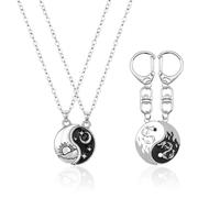 1 Pair of Necklaces and 1 Pair of Keychains, Tai Chi Gossip Necklace, Couple Keychain Pendant, Simple Fashion Accessories, Valentine's Day Gifts.