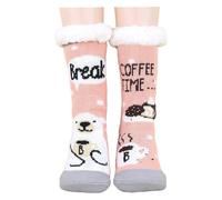 1 Pair of Pink Polar Bear Socks, Winter Warm Socks, Indoor Slipper Socks, Women's Fluffy Socks, A Great Gift for Family or Friends.