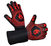 1 Pair of Red High Temperature Resistant Barbecue Gloves, Unisex Silicone Oven Gloves, Suitable for Dessert Baking, Dish Cooking, Essential Barbecue Accessories