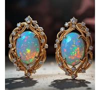 1 Pair of Retro Luxurious Hollowed-out Art Stud Earrings, Slightly Inlaid Synthetic Zircon, Oval-shaped Exquisite Jewelry Accessories