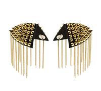 1 Pair of Rivet Tassel Chain Epaulet Fashion Shoulder Boards Badge Gold 11 x 12 x 5 cm