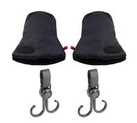 1 Pair of Stroller Gloves and 2 Stroller Hooks, Winter Warm Gloves, Waterproof Gloves, Stroller Accessories