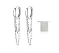 1 Pair of Tassel Chain Earrings with 1 Storage Bag, Chain Earrings, Drop Earrings, Drop Earrings, Silver Hoop Earrings, Suitable for Girls Women