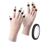 1 Pair of UV Gloves, Thin Anti-UV Protective Gloves with Crepe Tape, Fingerless Gloves for Women for Protection of the Skin with Gel Manicure with Nail Lamp (Light Pink)