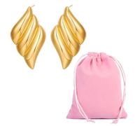 1 Pair Of Vintage Wing Earrings, 1 Storage Bag, Teardrop Earrings, Gold Statement Earrings For Women, Vintage Earrings