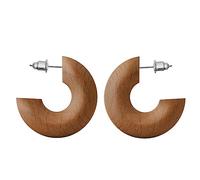 1 pair of wide wooden hoop earrings natural brown wooden earrings hoops ethno boho