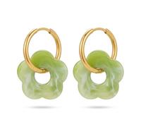 1 Pair of Women's Creole Earrings in Grass Green with Colour Gradient, Elegant Hanging Earrings for Women, Lightweight & Hypoallergenic, Stylish Fashion Jewellery as a Gift