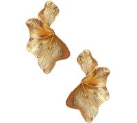 1 pair of women's gold earrings, gold flower earrings, statement earrings, large golden flower earrings, fan-shaped flower earrings, for girls, women, party accessories, everyday and special occasions