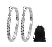 1 Pair Of Women'S Hoop Earrings, 1 Piece Of Storage Bag, Silver Hoop Earrings, Ear Accessories, Hoop Earrings, Thick Hoop Earrings