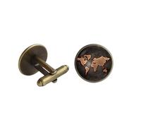 1 Pair Of World Map Jewel Cufflinks Men'S French Shirt Suit Cufflinks